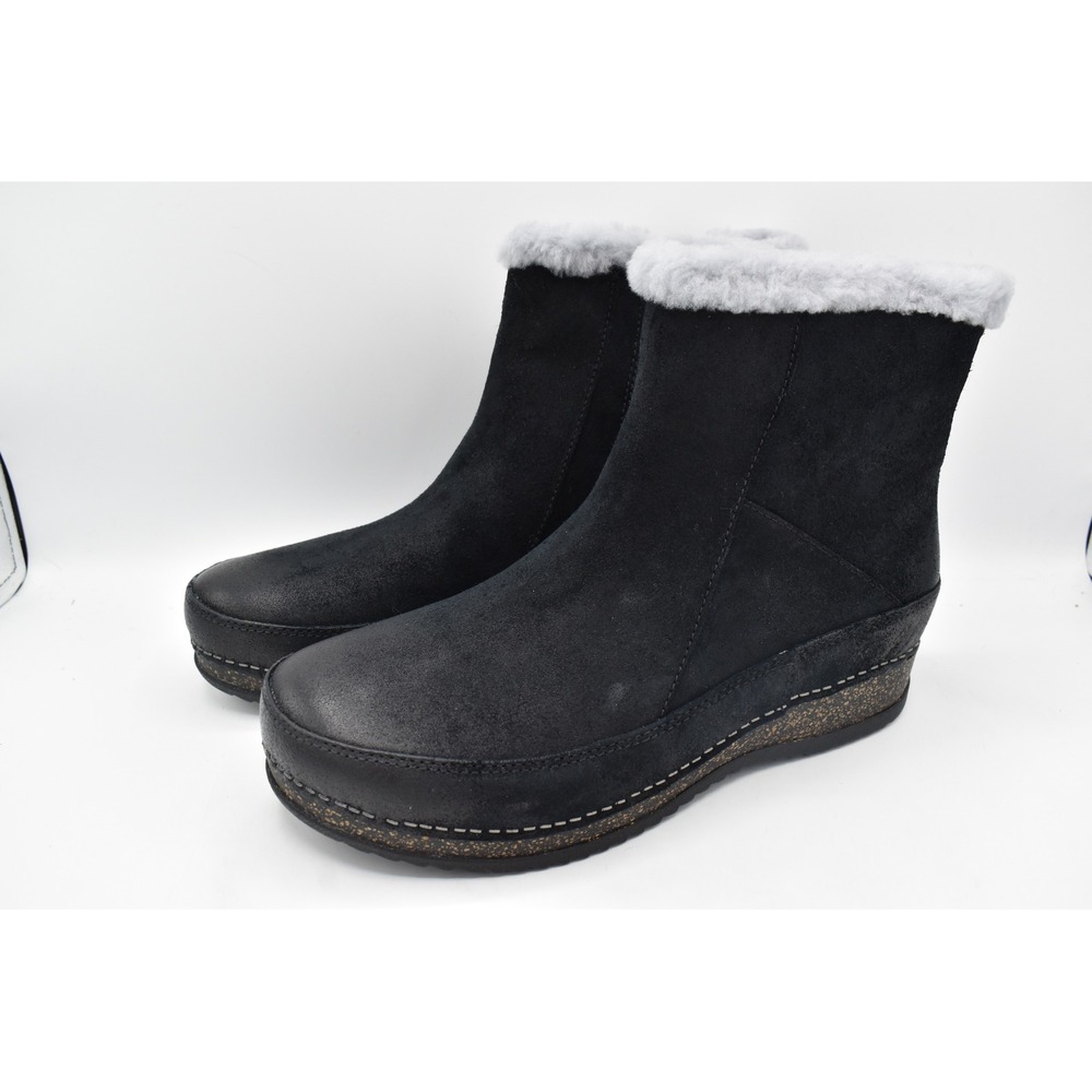 Dansko Womens EU 40 Mitzy Cozy Lined Black Burnished Suede Booties Boots Shoes